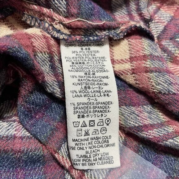 Free People Size XS  Top Blouse Button Down Shirt Plaid - Picture 7 of 7